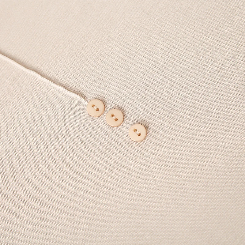 100% Silk Mock-Neck Top, Beige