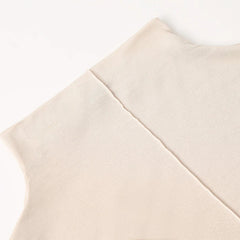 100% Silk Mock-Neck Top, Beige