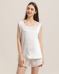 Silk Sleeveless Silk Two Piece Pajamas
