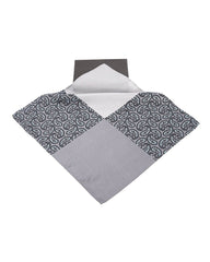 Dark Gray Patched And Printed Pocket Handkerchief
