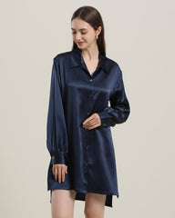 Irregular Silk Shirt Dress For Women