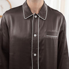 Double Piping Silk Pajamas Set For Men