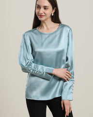 Round Collar 22 Momme Silk Blouse