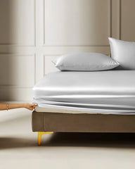 22 Momme 3PCS Silk Fitted Sheet Set, Silver Grey