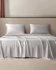 22 Momme 3PCS Silk Flat Sheet Set, Silver Grey