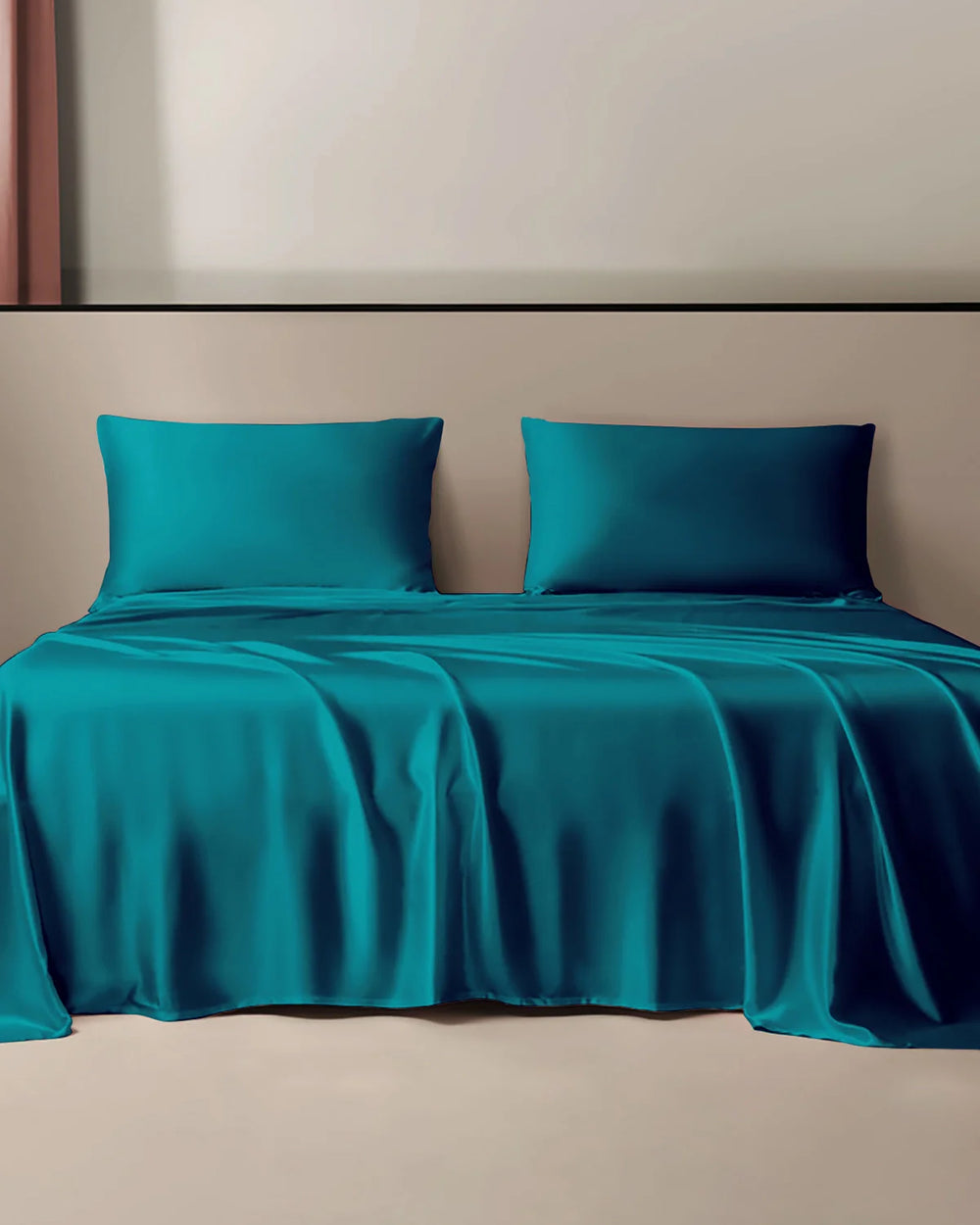 22 Momme 3PCS Silk Flat Sheet Set, Peacock Blue
