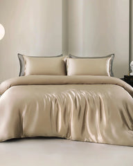 22 Momme 4PCS Silk Duvet Cover and Flat Sheet Set, Champagne