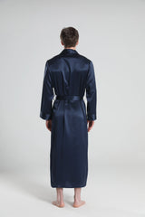 22 Momme Silk Robe Pajamas For Men, Navy