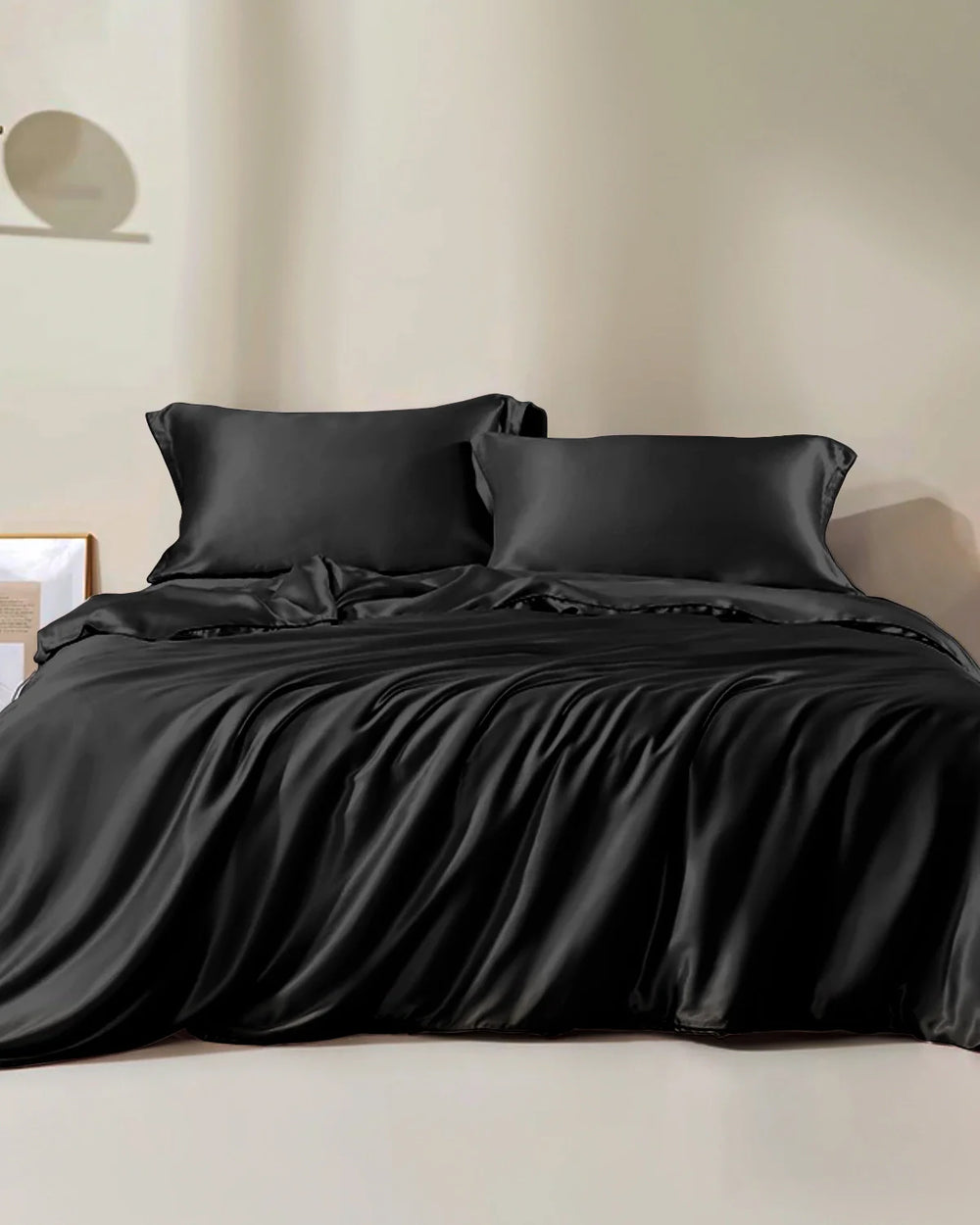 22 Momme Silk Duvet Cover, Black