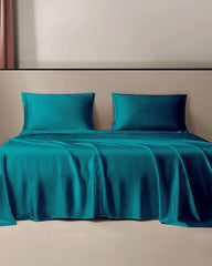 22 Momme Silk Flat Sheet, Peacock Blue