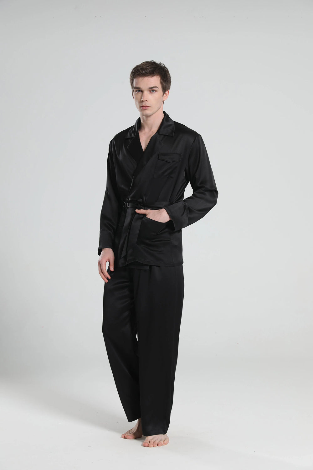 22 Momme Silk Pajamas for Men, Black