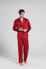 22 Momme Silk Pajamas for Men, Burgundy