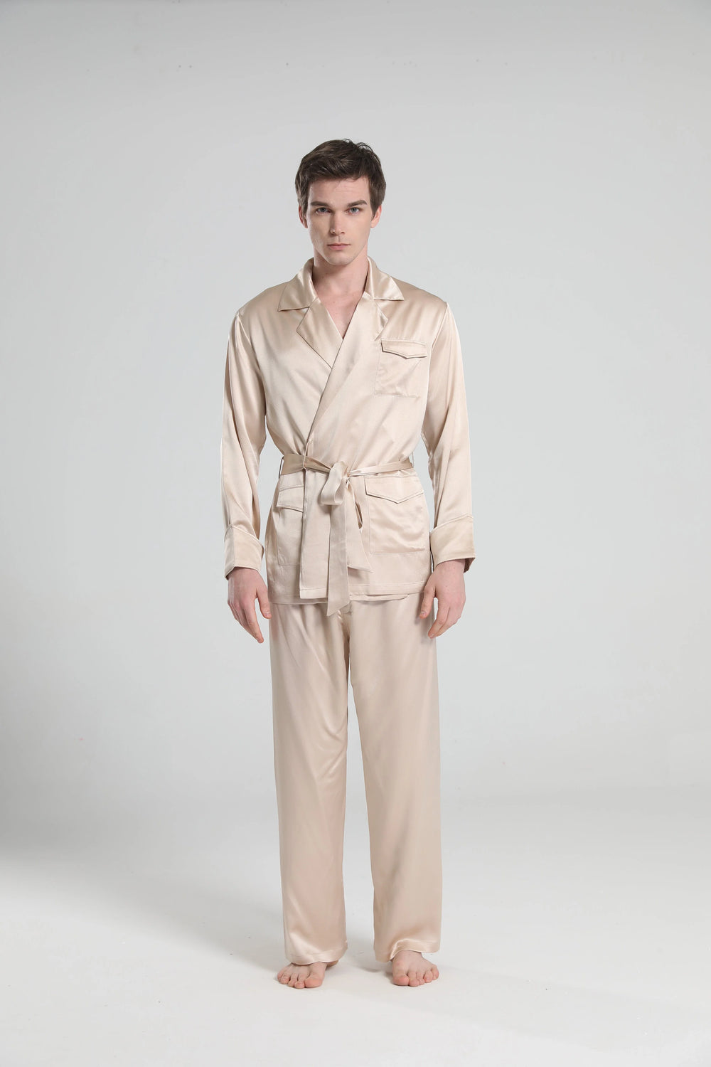 22 Momme Silk Pajamas for Men, Champagne