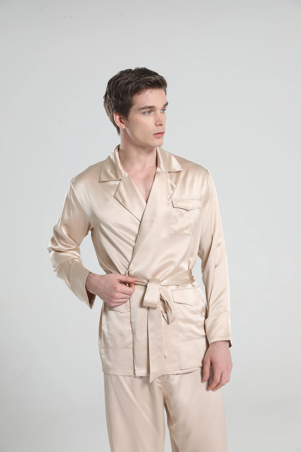 22 Momme Silk Pajamas for Men, Champagne