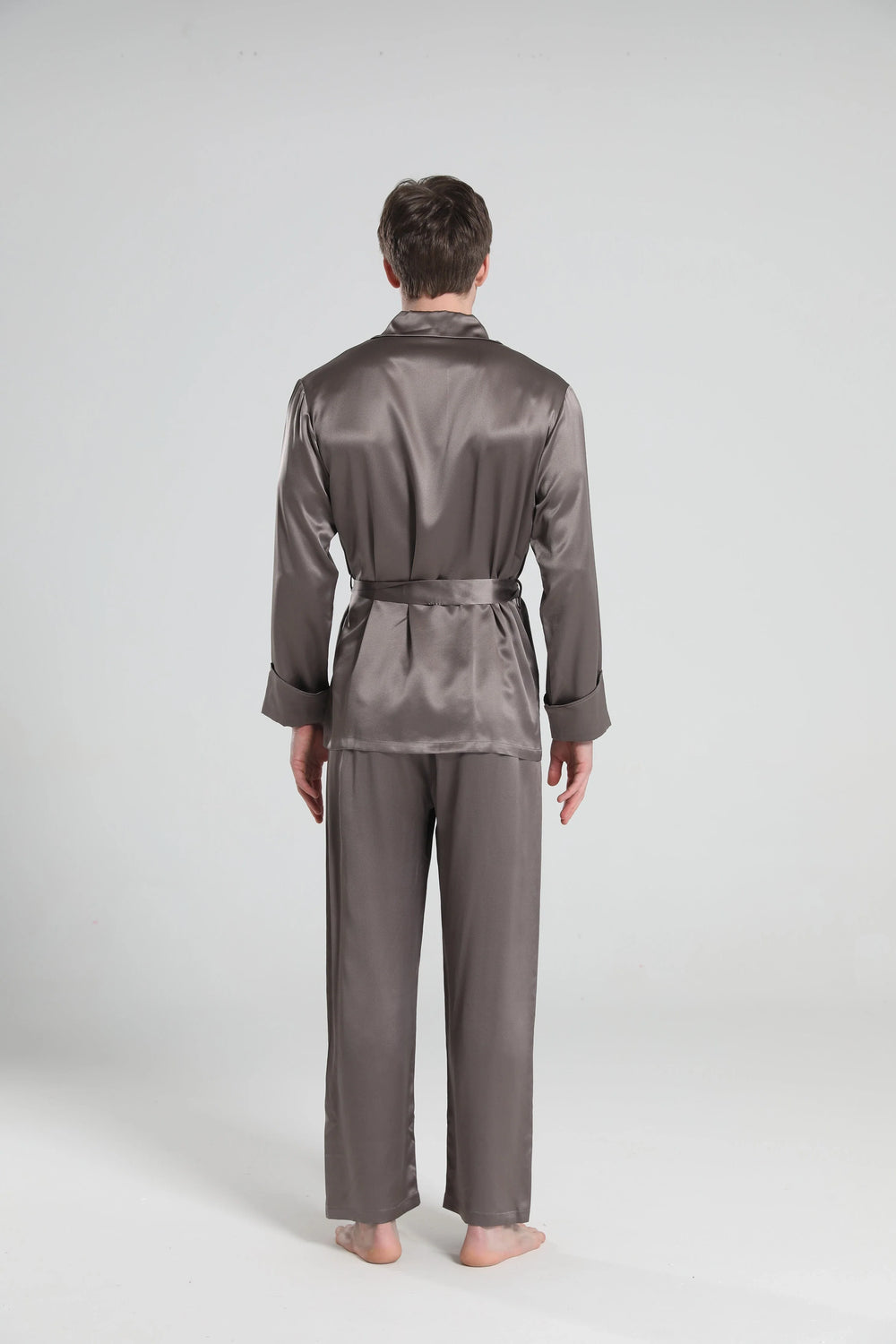 22 Momme Silk Pajamas for Men, Dark Grey