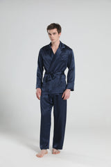 22 Momme Silk Pajamas for Men, Navy