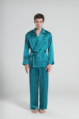 22 Momme Silk Pajamas for Men, Peacock Blue