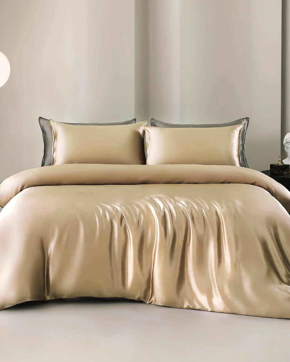 25 Momme 4PCS Silk Duvet Cover and Flat Sheet Set, Champagne