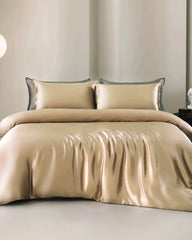 25 Momme 4PCS Silk Duvet Cover and Flat Sheet Set, Champagne