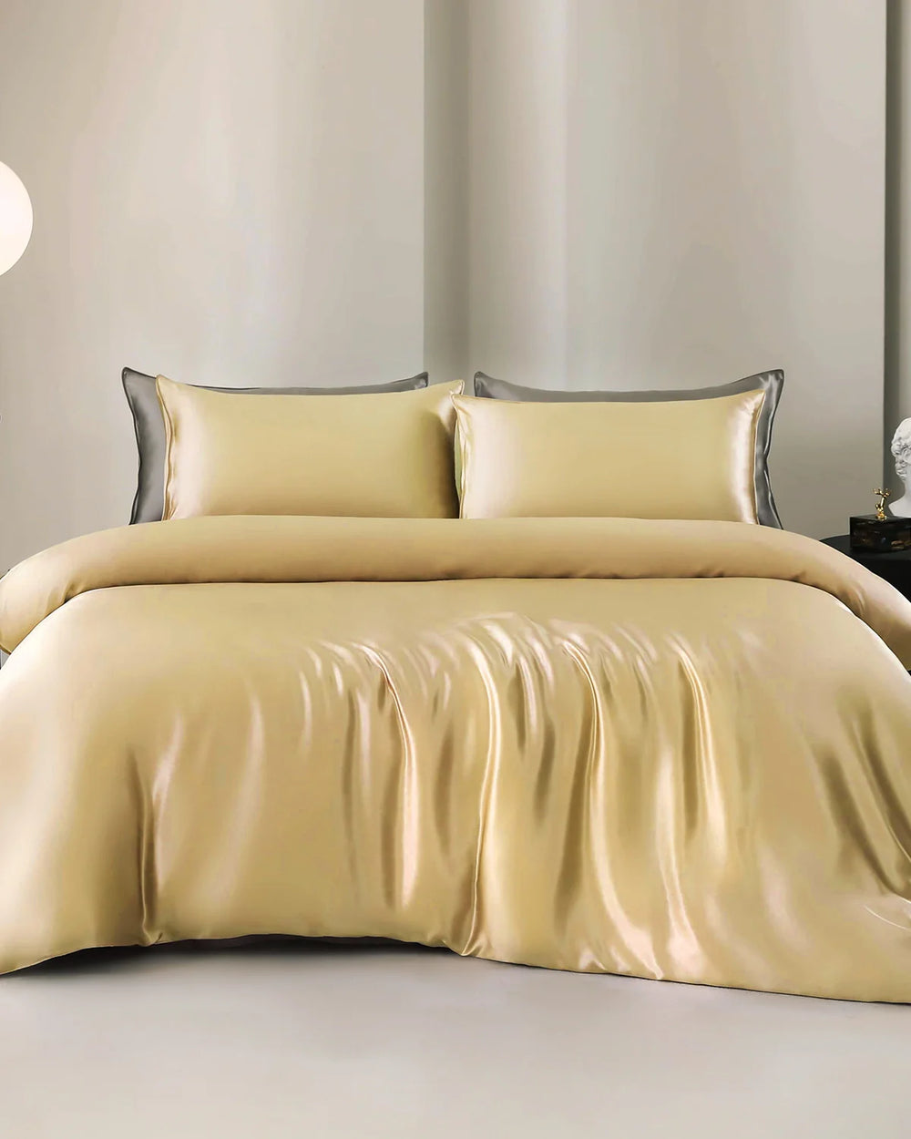 25 Momme 4PCS Silk Duvet Cover and Flat Sheet Set, Gold