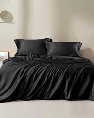 25 Momme Seamless Silk Duvet Cover, Black