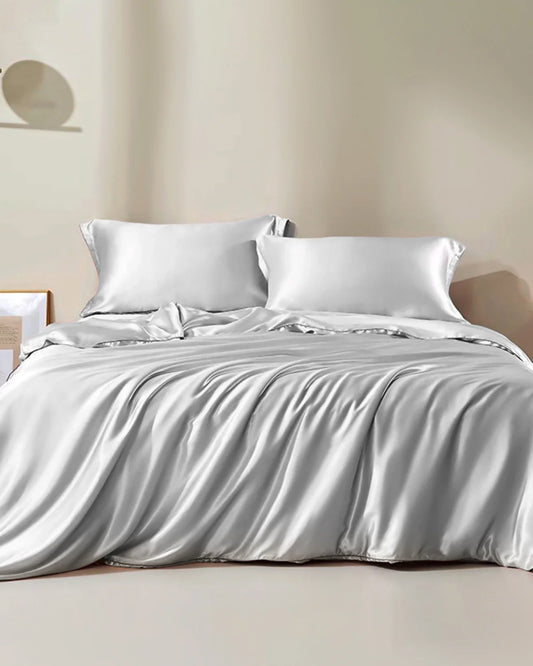 25 Momme Seamless Silk Duvet Cover, Silver Grey