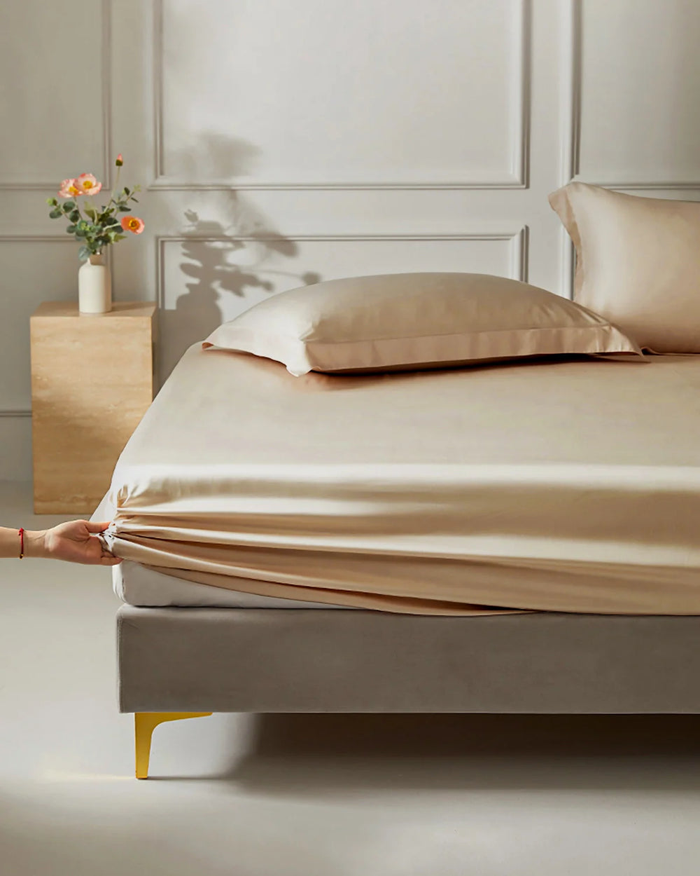 25 Momme Silk Fitted Sheet, Champagne