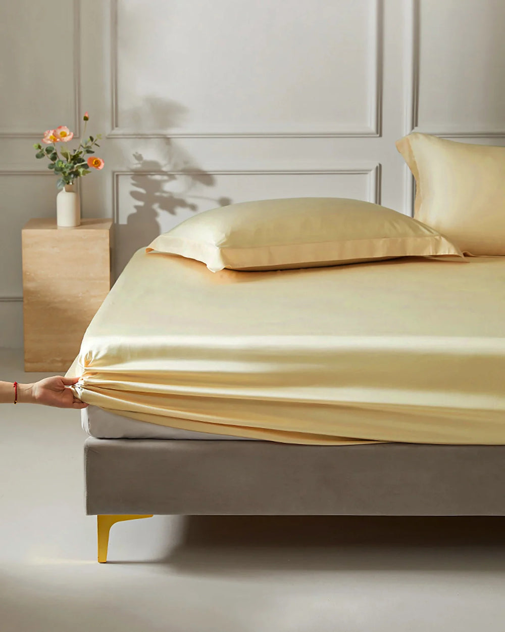 25 Momme Silk Fitted Sheet, Gold