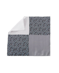 Dark Gray Patched And Printed Pocket Handkerchief