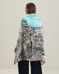 Red Piped Edges Silk Scarf