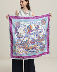 Silk Multiple Elements Purple Color Scarf