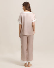 V Neck Pullover Silk Pajama Set