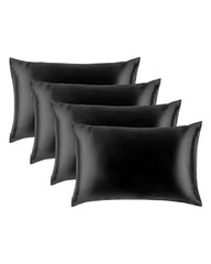 4PCS 19 Momme Silk Pillowcase with Hidden Zipper, Black