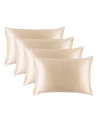 4PCS 19 Momme Silk Pillowcase with Hidden Zipper, Champagne