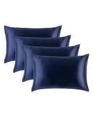 4PCS 19 Momme Silk Pillowcase with Hidden Zipper, Navy