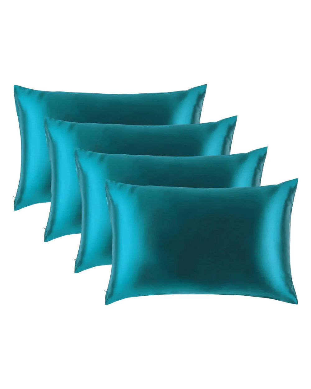4PCS 19 Momme Silk Pillowcase with Hidden Zipper, Peacock Blue