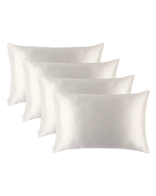 4PCS 19 Momme Silk Pillowcase with Hidden Zipper, Ivory