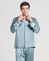 Men Silk Pajamas Sleepwear Set