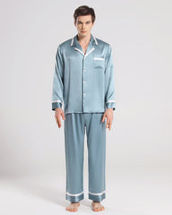 Men Silk Pajamas Sleepwear Set