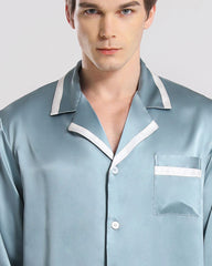Men Silk Pajamas Sleepwear Set