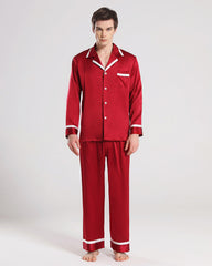 Men Silk Pajamas Sleepwear Set