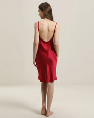 Backless Silk Slip Dress with Cowl Neck