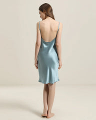 Backless Silk Slip Dress with Cowl Neck