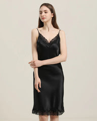 Silk Nightgown with Delicate Lace Details