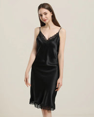 Silk Nightgown with Delicate Lace Details