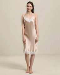 Silk Nightgown with Delicate Lace Details