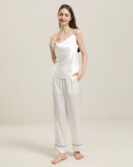 Cowl Neck Camisole Silk Pajama Set
