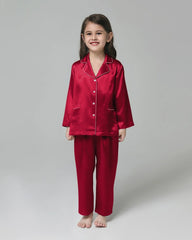 Classic Long Sleeve Kids Silk Pajama Set