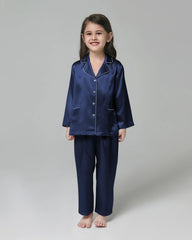 Classic Long Sleeve Kids Silk Pajama Set