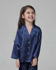 Classic Long Sleeve Kids Silk Pajama Set